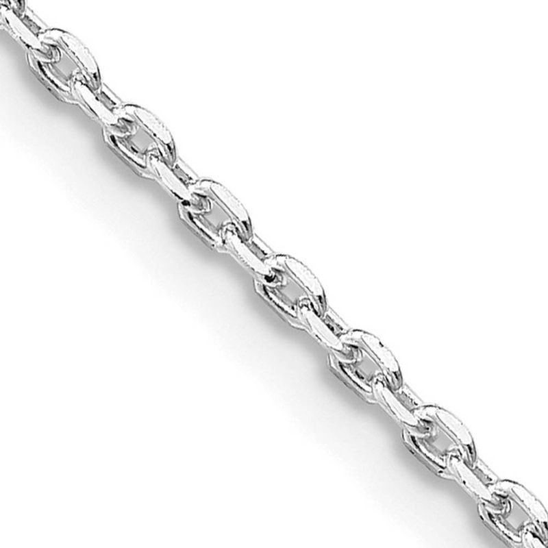 1.5mm Rhodium Plated Ss Solid Beveled Oval Cable Chain Necklace, 16 In
